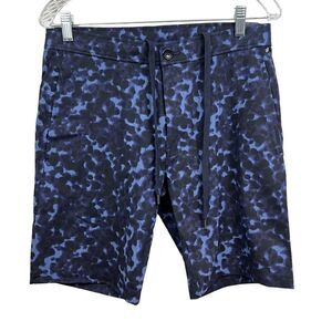 Good Man Brand Chino Shorts Drawstring Waist Stretch Floral Blue Black Men‎ Sz S